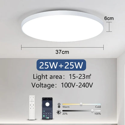 Plafonnier LED intelligent 36 W/50 W, intensité variable, avec application et télécommande, pour chambre/salon, 16 millions de couleurs