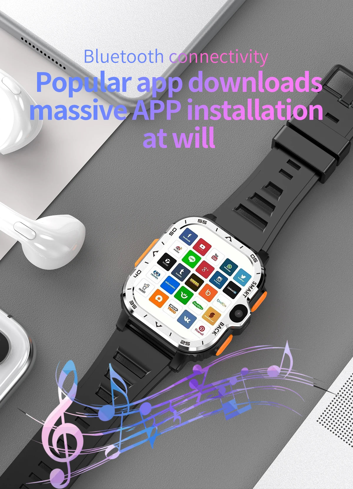 4G smartwatch men's dual camera high-definition+GPS positioning 16G/64G memory support NFC/WiFi dual card call sports wristband