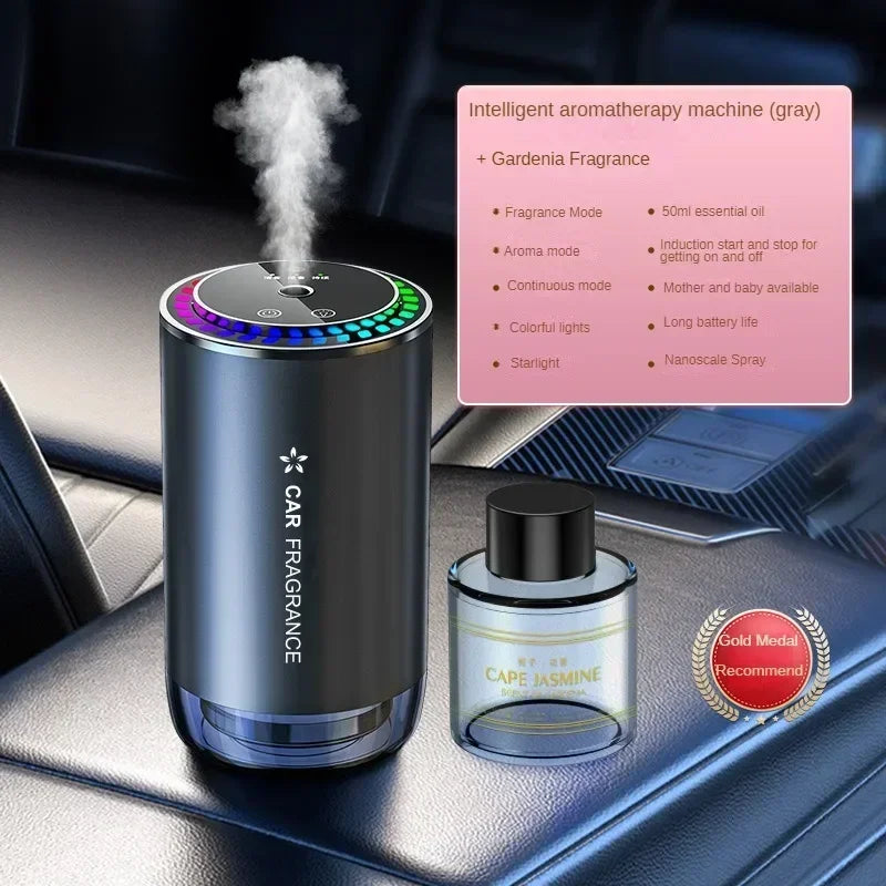Auto-Parfümspray fürs Auto mit LED-Sternenlichtern, Aromatherapie und Geruchsentfernung, langlebige Aluminiumlegierung