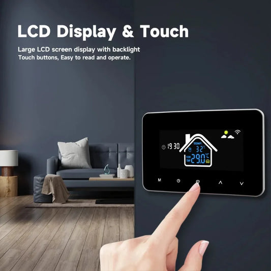Electric floor heating, plumbing, LCD display screen, intelligent temperature controller, Tuya WiFi temperature controller