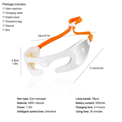 LED-Photonen-Augenmaske zur Hautverjüngung, Dual-Modus, Rot-/Blaulicht, Anti-Aging, lässt dunkle Ringe verschwinden und glättet feine Linien, intelligente Massage lindert Augenermüdung