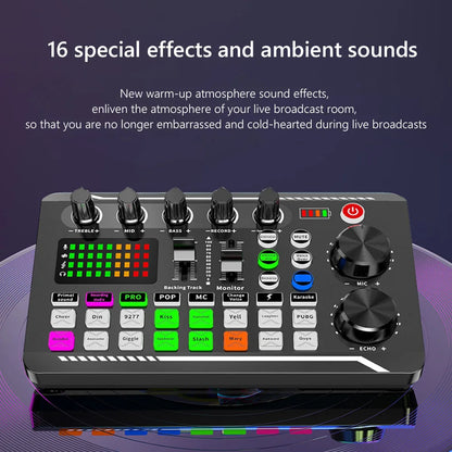 Recording Studio Sound Card Console DJ Microphone Kit On-Site Mixer F998 Sound Card