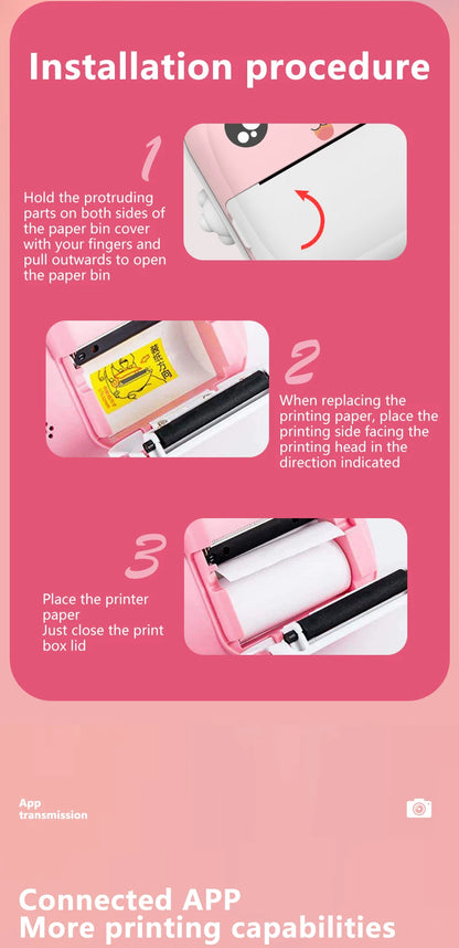 Kids Instant Print Camera 1080P HD Mini Digital Video Camera with Thermal Paper Outdoor Toys