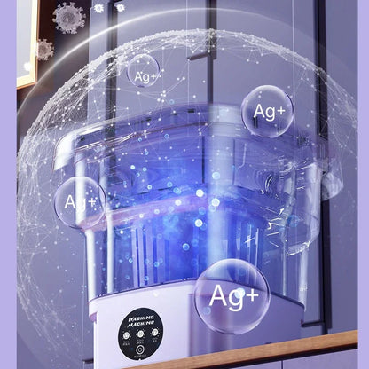 8L Portable Foldable Washing Machine with Spin Dryer Mini Washer for Socks/Underwear/Baby Clothes for Household/Travel