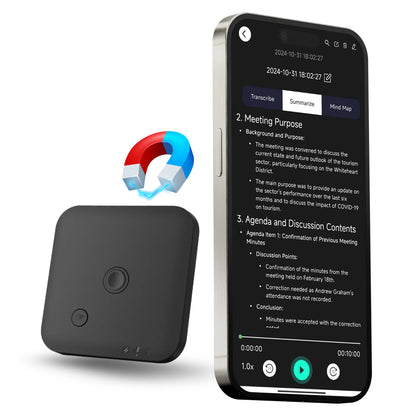 AI Voice Recorder and Call Recorder, Supporting Voice to Text and Summary Functions, Supporting 100 Languages, 64GB Storage Space