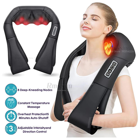 U-Shaped Deep Kneading Electric Massage Pillow Neck, Waist, Leg Body Heating Back Massager Finger Press Neck and Shoulder Massager