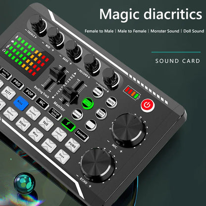 Recording Studio Sound Card Console DJ Microphone Kit On-Site Mixer F998 Sound Card