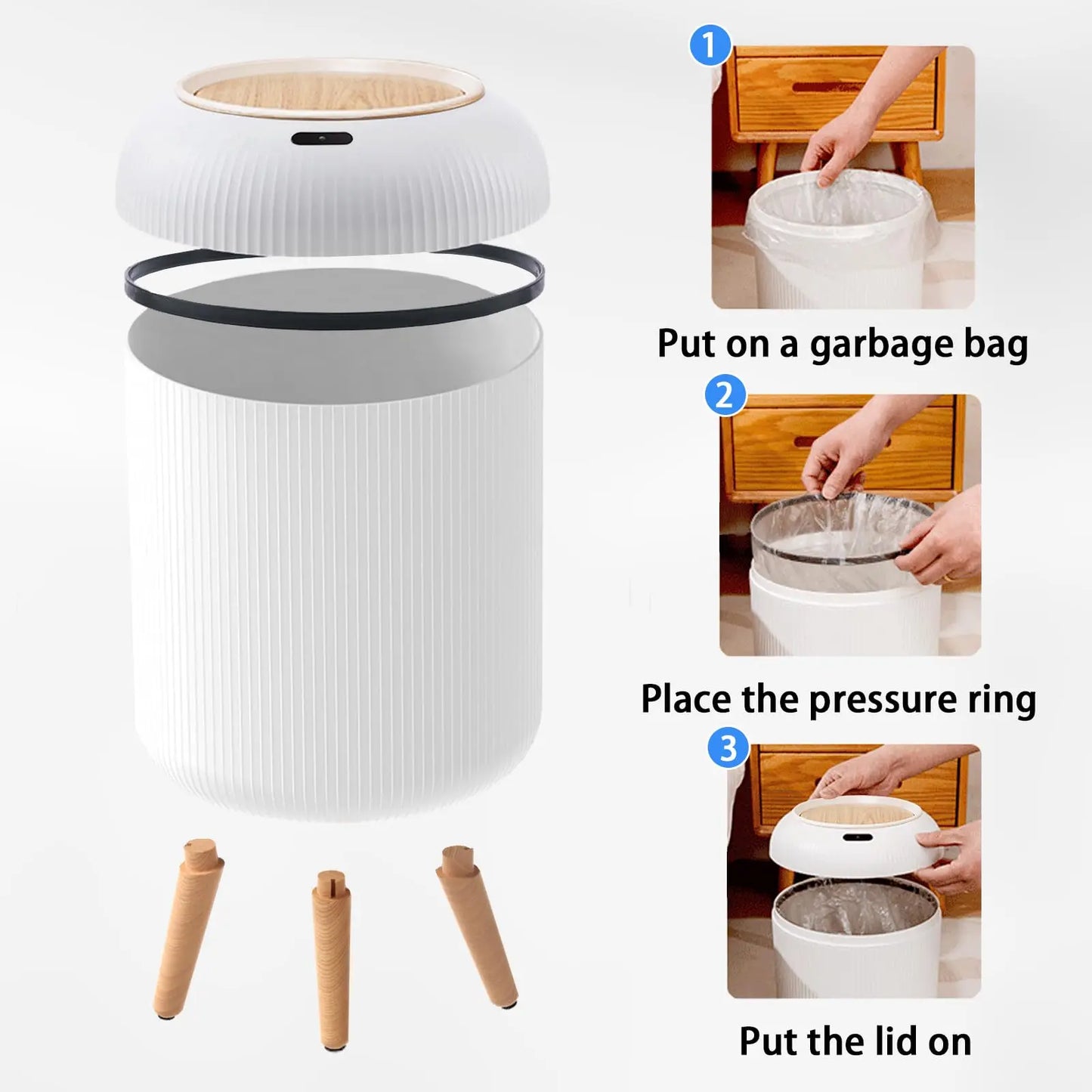 ‌Intelligent Induction Trash Can With Silent Auto-Lid Compact 6L Desktop Bin For Bedroom/Bathroom/Office