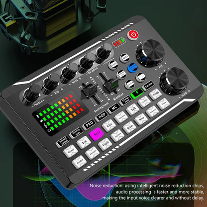 Recording Studio Sound Card Console DJ Microphone Kit On-Site Mixer F998 Sound Card