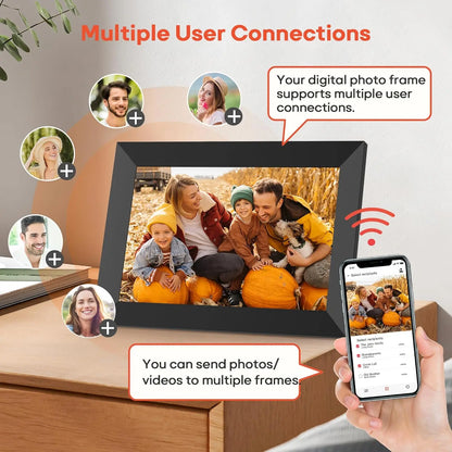 10.1 Inch WiFi Digital Picture Frame 1280x800 IPS Touch Screen 32GB/64GB Wall Mountable Auto Slideshow