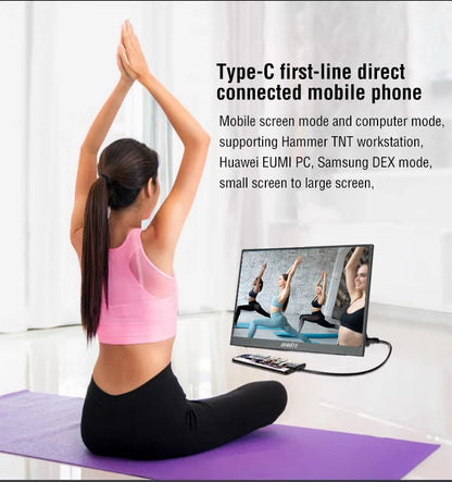 15.6 Inch FHD IPS Portable Touch Screen Monitor with Low Blue Light HDMI/USB-C for XBox PS5 Switch Laptop PC Phone