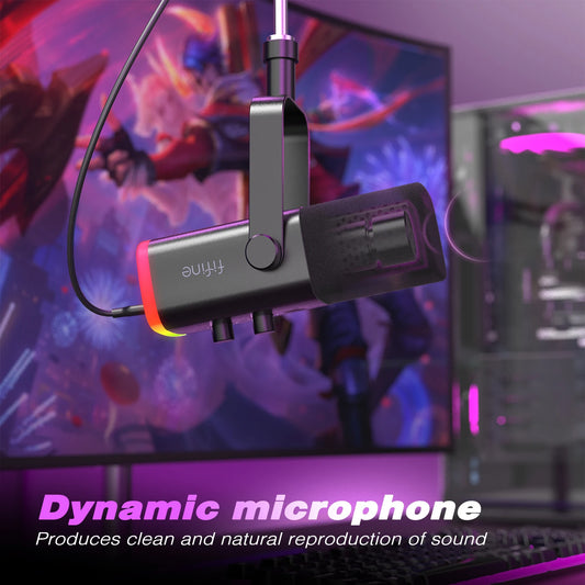 AM8 Pro USB/XLR Gaming Microphone Dynamic Cardioid Mic with Touch Mute 3.5mm Headphone Jack & Gain Control for PC/PS5/PS4