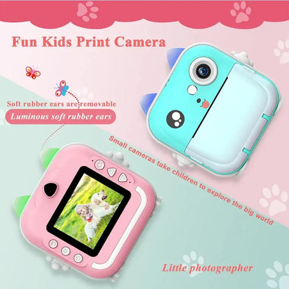 Kids Instant Print Camera 1080P HD Mini Digital Video Camera with Thermal Paper Outdoor Toys
