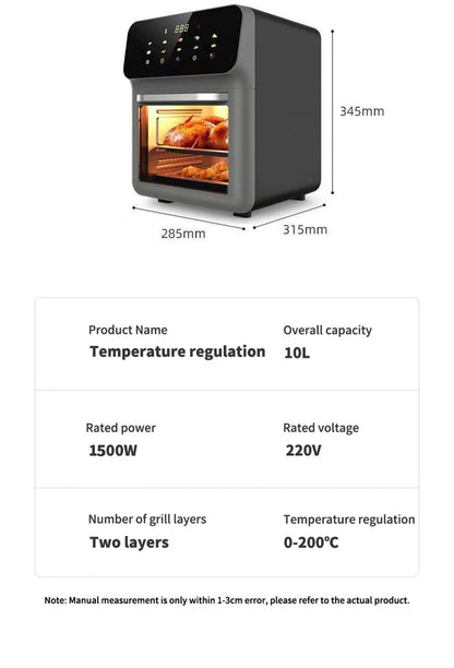 ‌10L Intelligent Touch Screen Air Fryer 360° Oil-Free Cooking Household Large Capacity Electric Fryer
