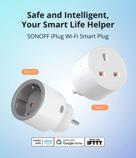 S60 Smart Plug Overload Protection Wi-Fi Outlet Multi-Platform Support (Alexa/Google/IFTTT) EU/UK Energy Saving Socket
