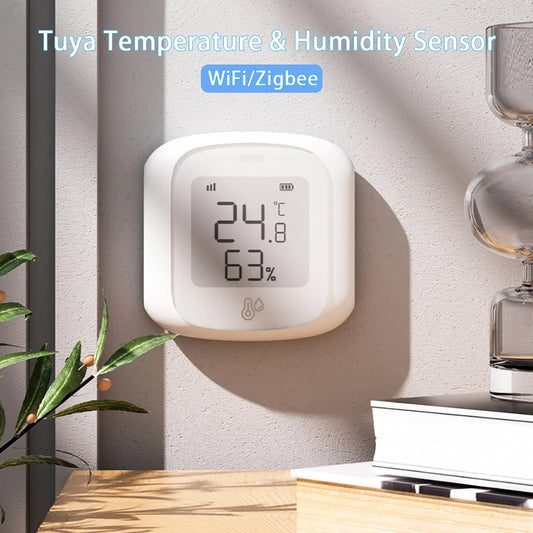 Tuya WiFi/Zigbee indoor LCD thermometer display Smart temperature and humidity sensor