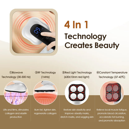 Professional Cordless Body Sculpting Machine 6 in 1 RF Cavitation Fat Remover for Belly/Thighs/Arms with LED Display & 3 Speed Modes