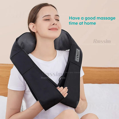 U-Shaped Deep Kneading Electric Massage Pillow Neck, Waist, Leg Body Heating Back Massager Finger Press Neck and Shoulder Massager