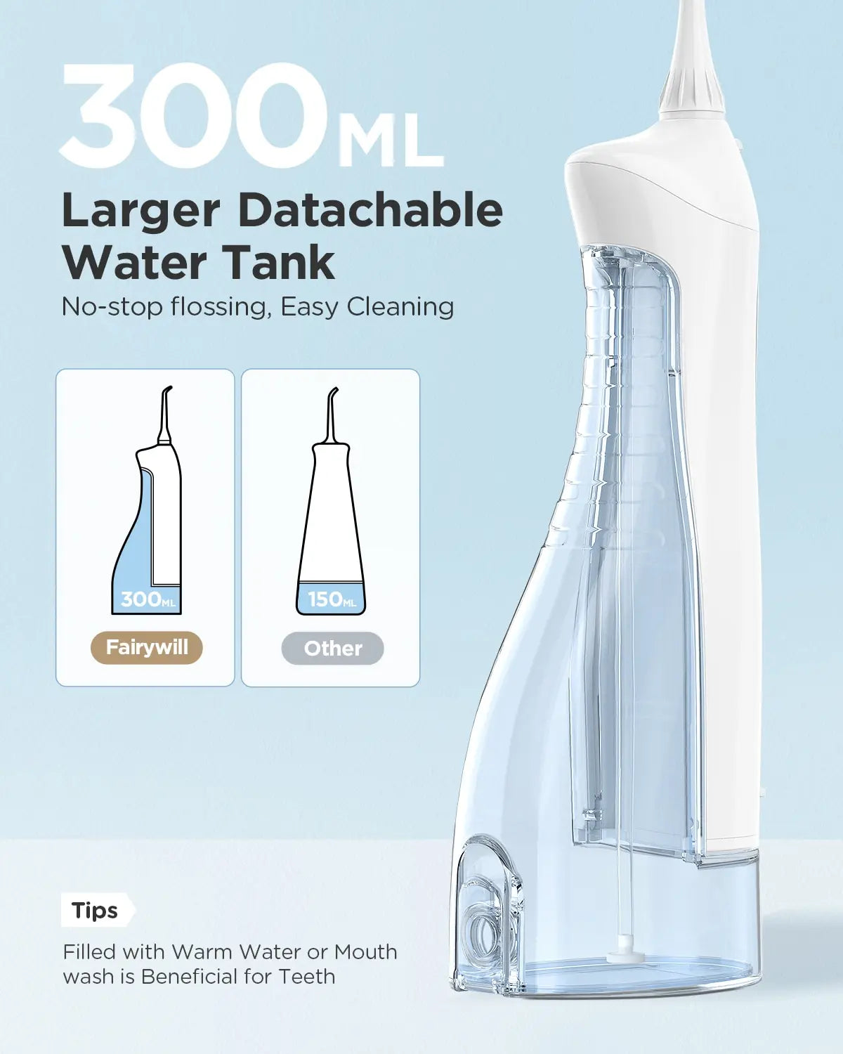 Oral irrigator rechargeable portable dental electric water flosser with 3 modes of water tank teeth