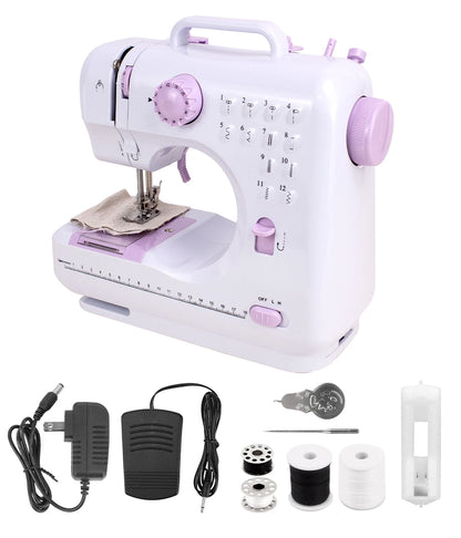 Intelligent speed regulation electric sewing machine, home small 12 thread patterns+LED lighting, travel portable DIY hand tools