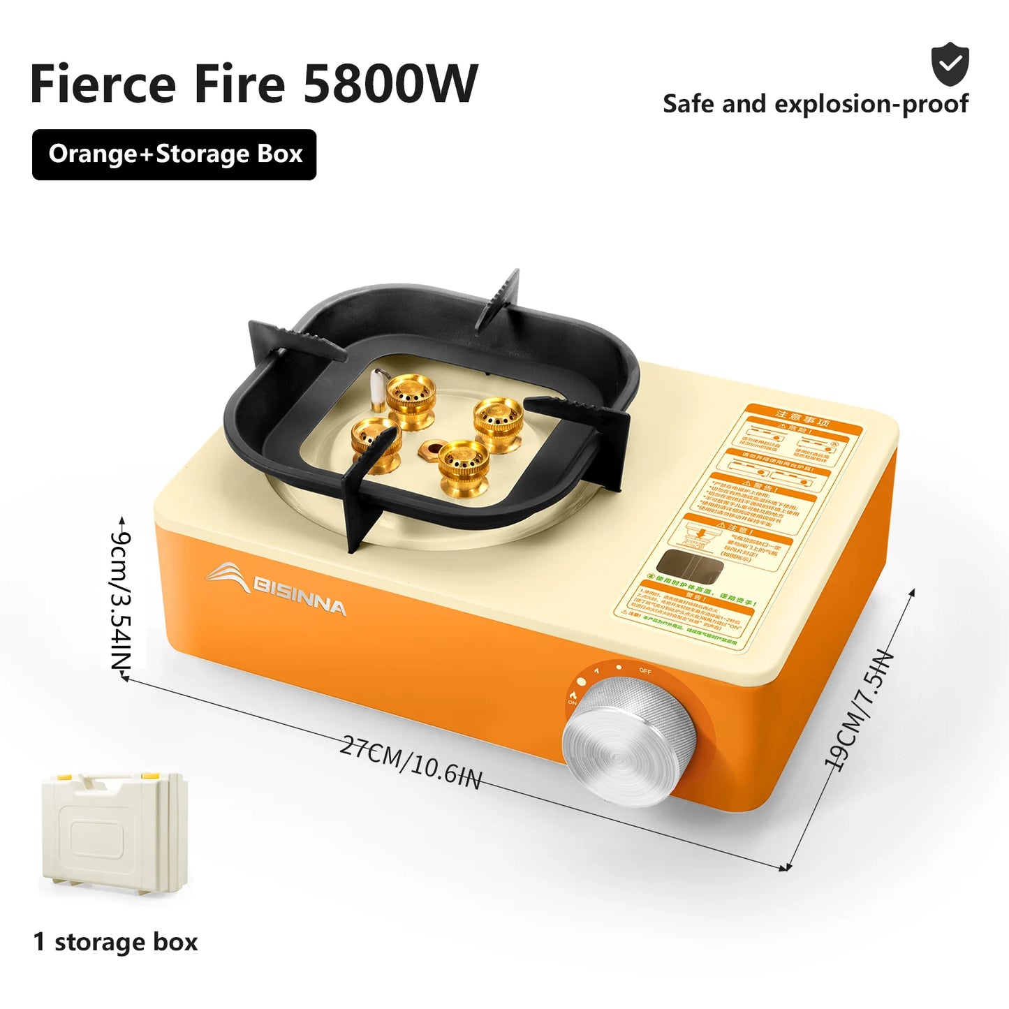 5800W High-Power Portable Camping Gas Stove Windproof Outdoor Burner for Hiking/Picnic