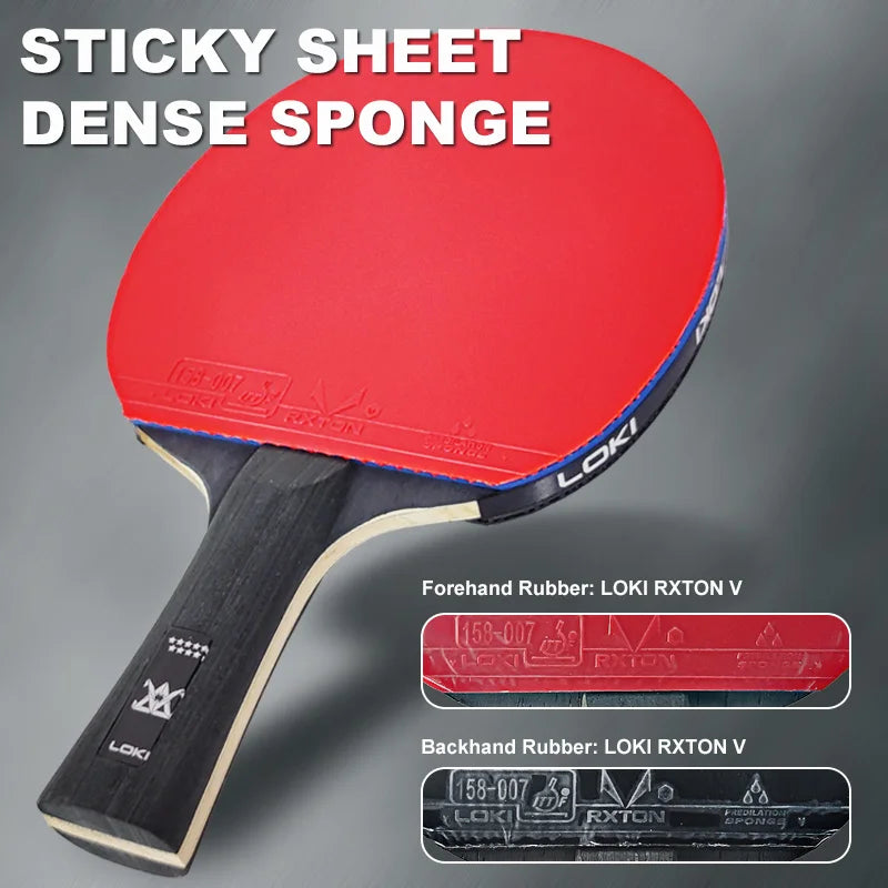 9-Sterne-Tischtennisschläger aus Kohlefaser, Angriffsbogenring, leichter Tischtennisschläger, Angriff, ultraleichtes Design, hochviskoser Gummi