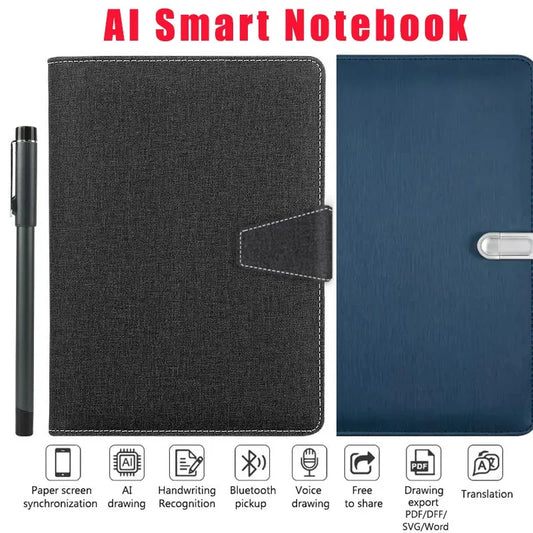 Carnet d'écriture numérique AI, stylo de synchronisation Bluetooth, bloc-notes de dessin intelligent A5 et notes de lecture