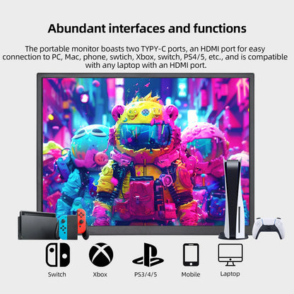 10.5-Inch Portable Monitor 1280P High-Definition 100% sRGB Color Gamut Eye Protection Low Blue Light Switch/PS5/XBox Universal Expansion Screen for Mobile Phones/Computers