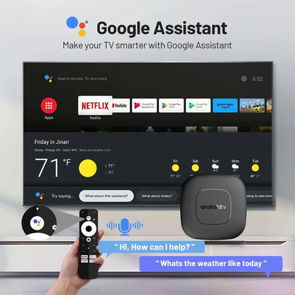 Smart Home Theater TV Box Allwinner H313 Google Assistant Netflix Streaming Bluetooth Media Player 2G16G 2.4G5G Wifi T1 Android 14