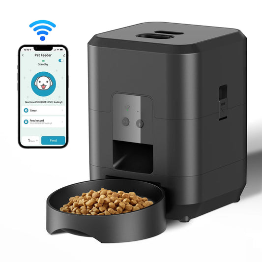 Smart Pet Feeder Automatic Cat & Dog Food Dispenser with Timer Slow Feed Mode & WiFi Control for Multi-Pet Households