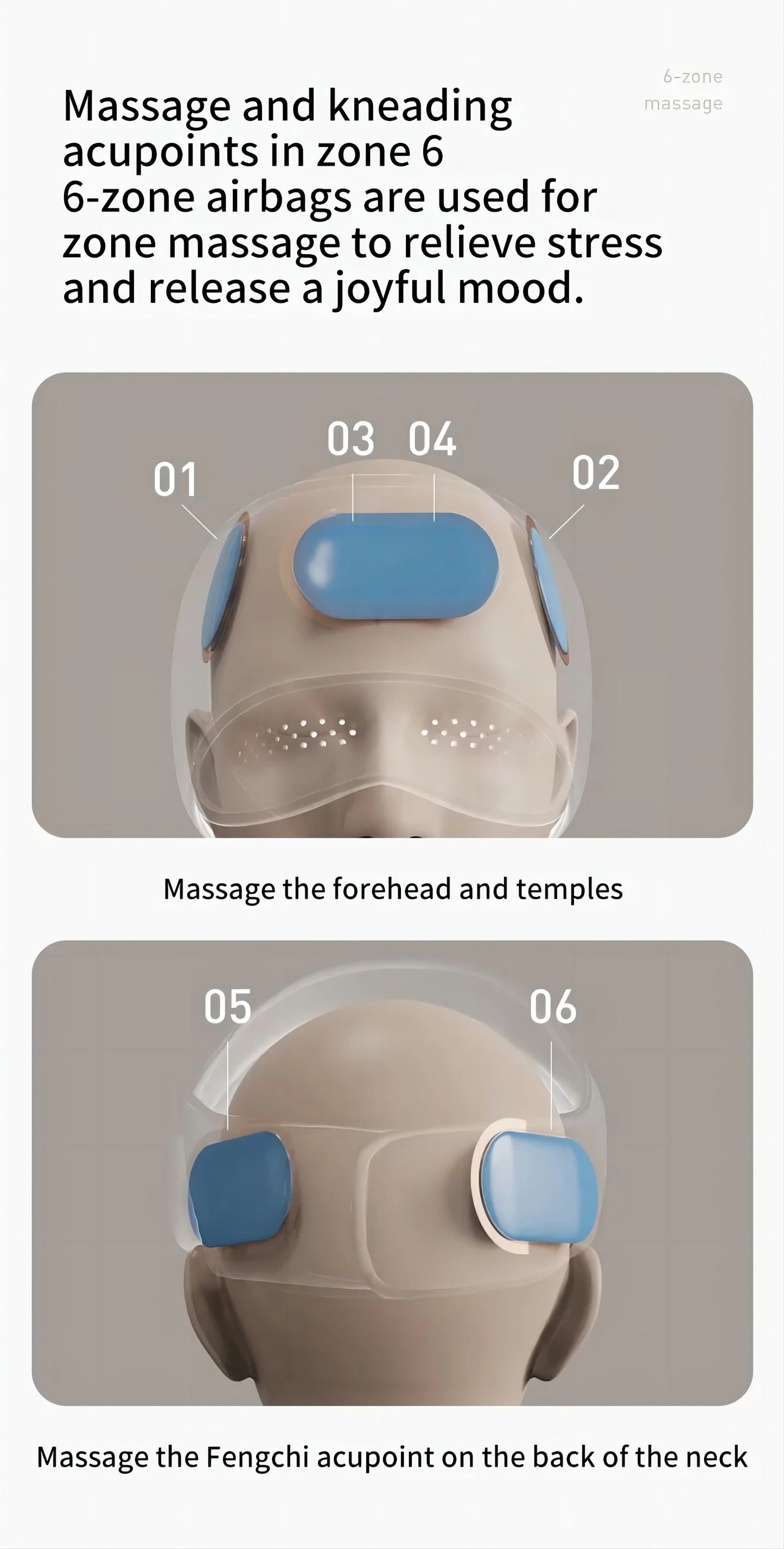 Compresse chaude en graphène, masseur intelligent pour la tête et les yeux, pétrissage par pression + compresse chaude à température constante, appareil d'aide au sommeil pour une relaxation profonde