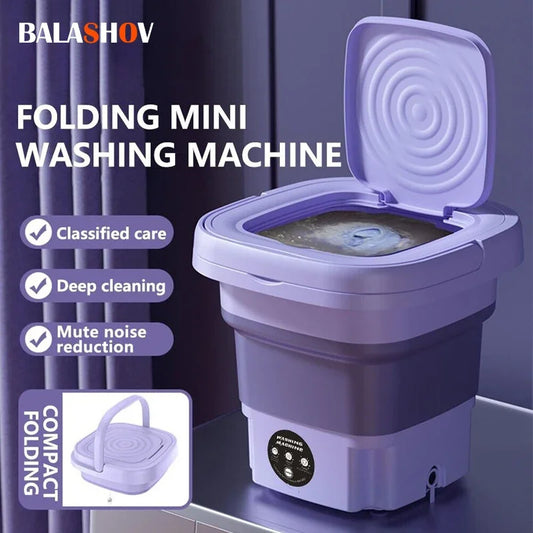 8L Portable Foldable Washing Machine with Spin Dryer Mini Washer for Socks/Underwear/Baby Clothes for Household/Travel