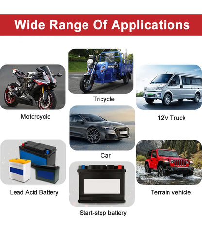 12V6A Smart Battery Charger Pulse Repair LCD Display AGM/GEL/Lead-Acid Auto & Motorcycle
