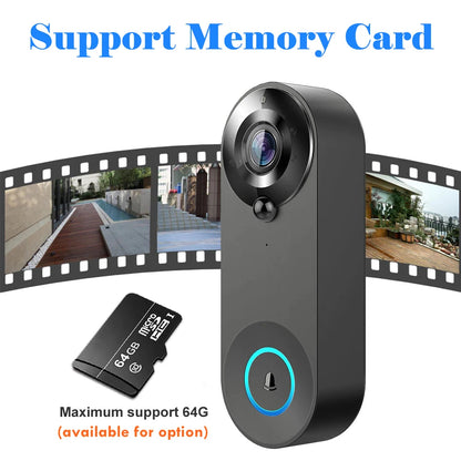 Tuya 1080P WiFi Smart Doorbell Camera Wireless High-Definition Visual Intercom, PIR Human Body Sensing+Motion Detection, IP65 Waterproof Night Vision Supports Remote Monitoring