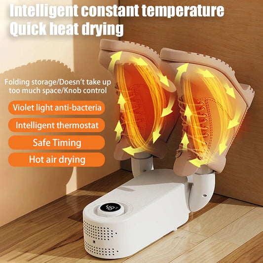 Foldable Electric Shoe Dryer Constant Temperature Boot Warmer Fast Drying & UV Sterilization for Footwear