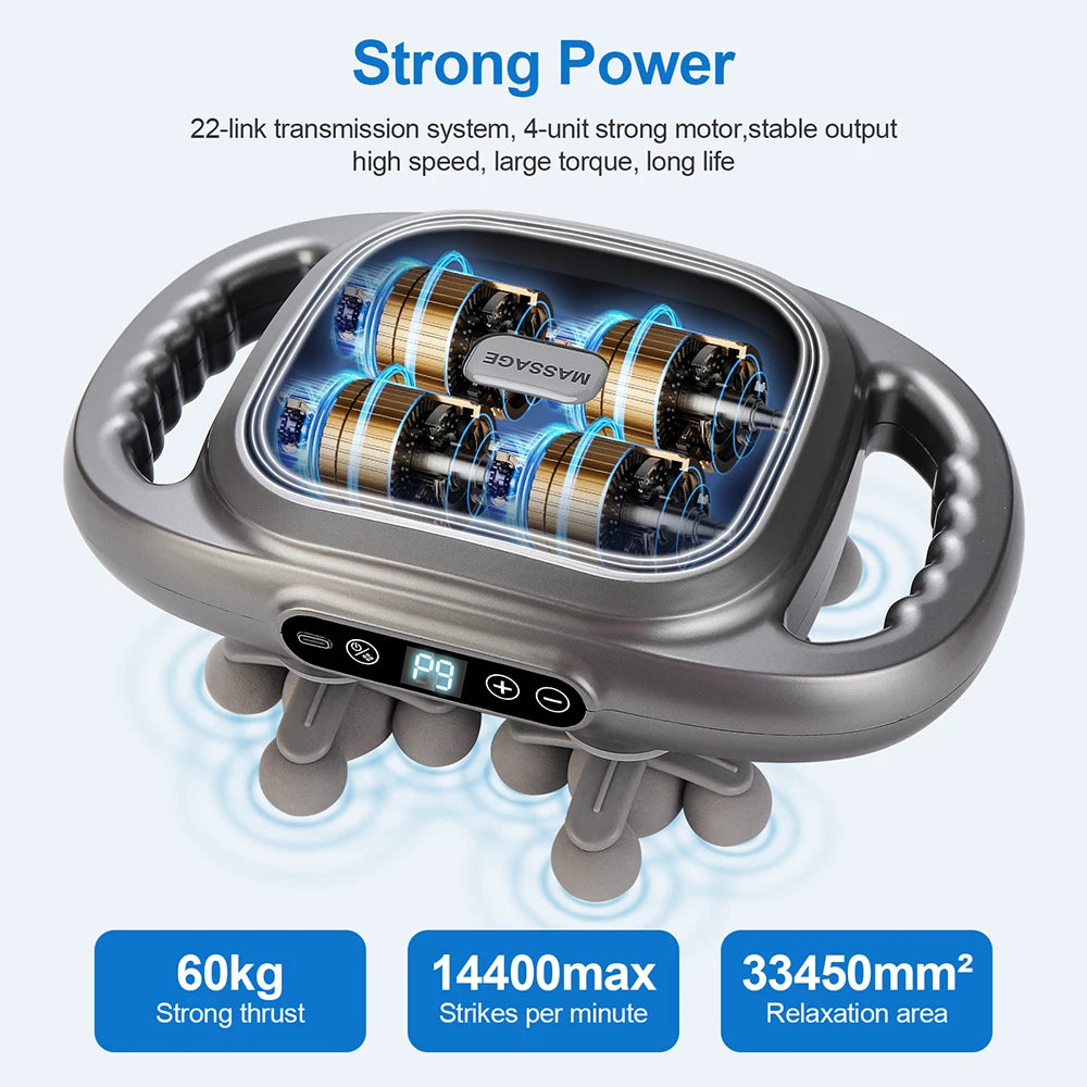 Pistolet de massage à 22 têtes pour fascias, appareil de massage corporel à vibrations haute fréquence pour la relaxation musculaire du dos, de la taille, du cou et des épaules