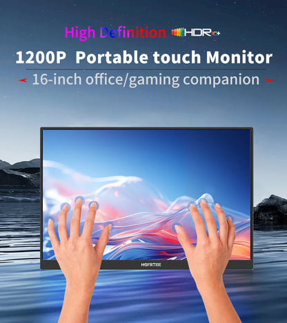 ‌16" Touch Portable Monitor 2K 16:10 IPS Screen 96% sRGB 350cd/m² HDR Type-C/HDMI Dual Ports