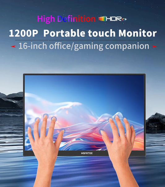 ‌16" Touch Portable Monitor 2K 16:10 IPS Screen 96% sRGB 350cd/m² HDR Type-C/HDMI Dual Ports