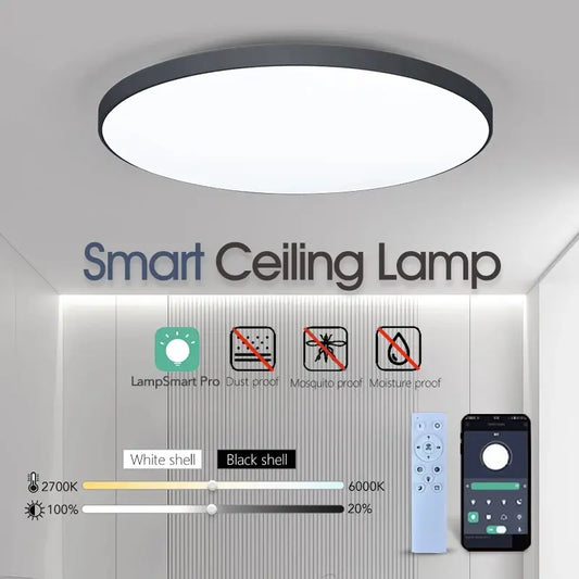 Plafonnier LED intelligent 36 W/50 W, intensité variable, avec application et télécommande, pour chambre/salon, 16 millions de couleurs